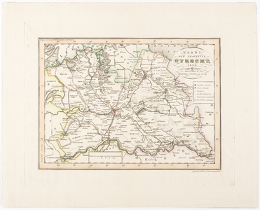 203129 Kaart van de provincie Utrecht, exemplaar met ingekleurde grenzen.